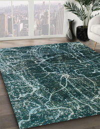 Abstract Cadet Blue Green Modern Rug, abs956