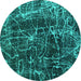 Round Abstract Turquoise Modern Rug, abs956turq