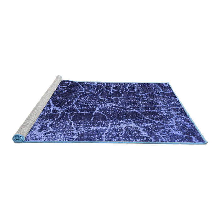 Sideview of Machine Washable Abstract Blue Modern Rug, wshabs956blu