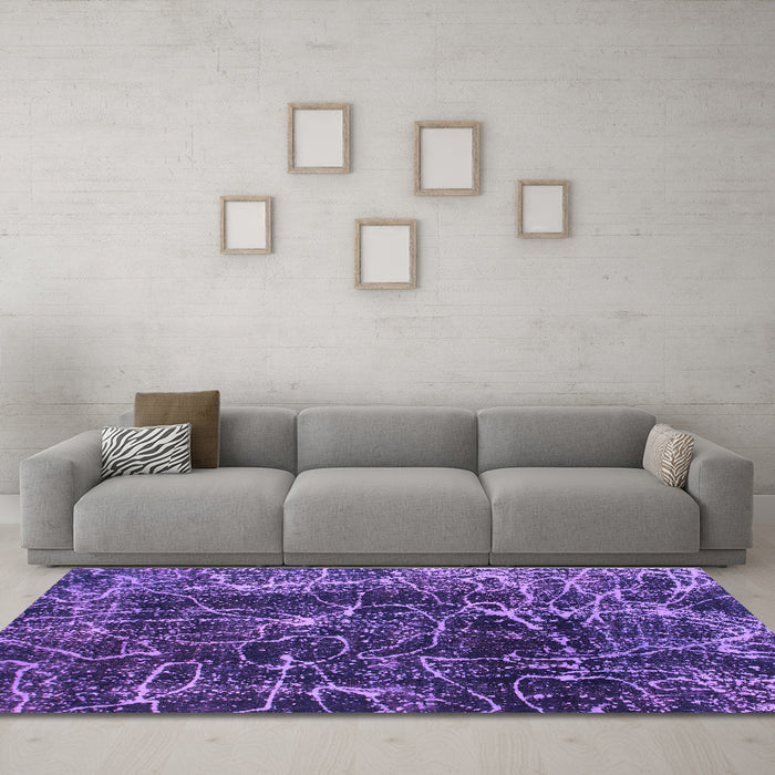 Machine Washable Abstract Purple Modern Area Rugs in a Living Room, wshabs956pur