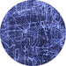 Round Abstract Blue Modern Rug, abs956blu