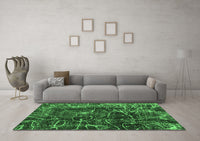 Machine Washable Abstract Emerald Green Modern Rug, wshabs956emgrn