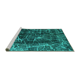 Sideview of Machine Washable Abstract Turquoise Modern Area Rugs, wshabs956turq