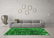 Machine Washable Abstract Green Modern Area Rugs in a Living Room,, wshabs956grn