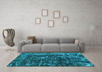 Machine Washable Abstract Light Blue Modern Rug, wshabs956lblu