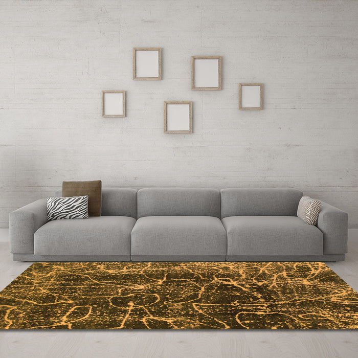 Machine Washable Abstract Orange Modern Area Rugs in a Living Room, wshabs956org