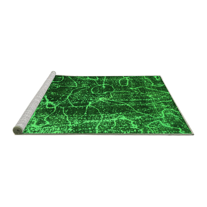 Sideview of Machine Washable Abstract Green Modern Area Rugs, wshabs956grn