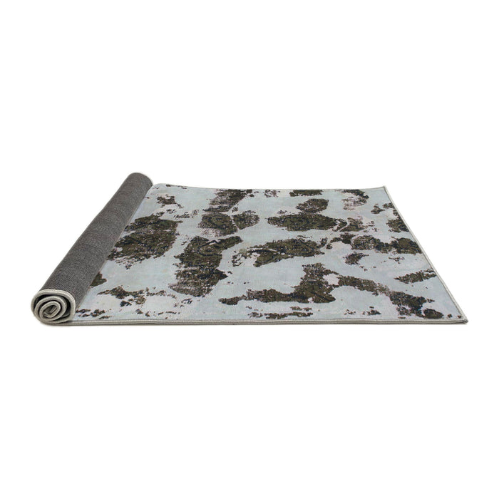 Sideview of Abstract Metallic Silver Gray Modern Rug, abs957