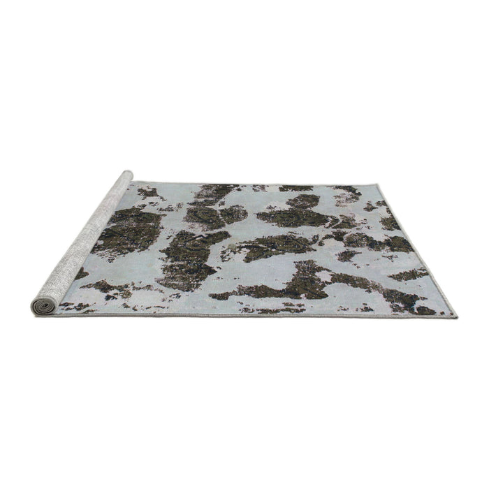 Sideview of Machine Washable Abstract Metallic Silver Gray Rug, wshabs957