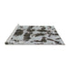 Sideview of Machine Washable Abstract Metallic Silver Gray Rug, wshabs957