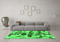 Machine Washable Abstract Green Modern Rug, wshabs957grn