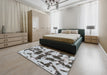 Abstract Metallic Silver Gray Modern Rug in a Bedroom, abs957