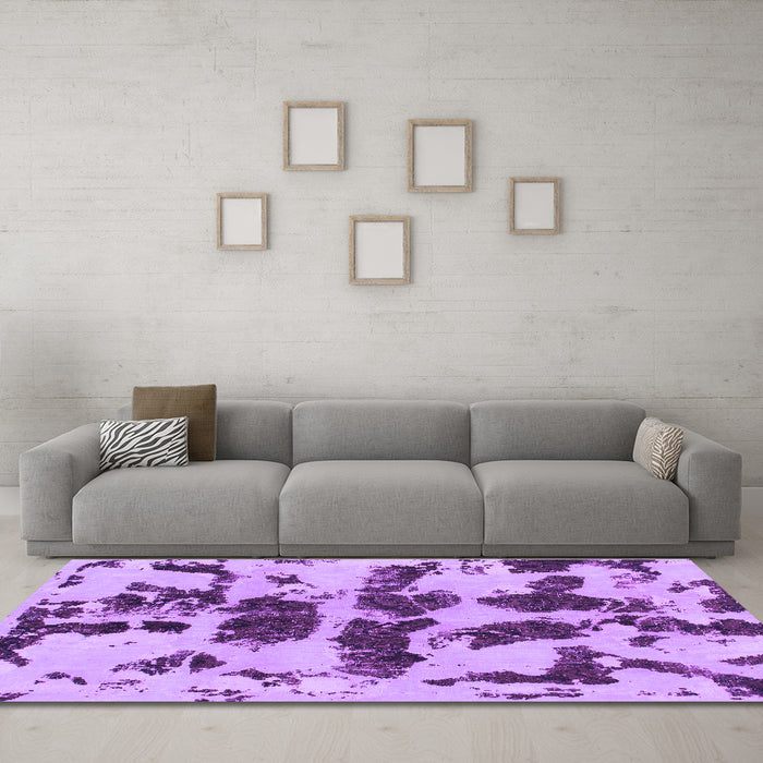 Machine Washable Abstract Purple Modern Area Rugs in a Living Room, wshabs957pur