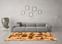 Machine Washable Abstract Orange Modern Rug, wshabs957org