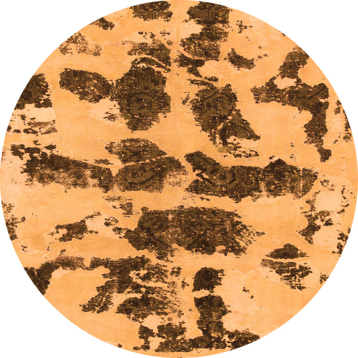 Round Abstract Orange Modern Rug, abs957org