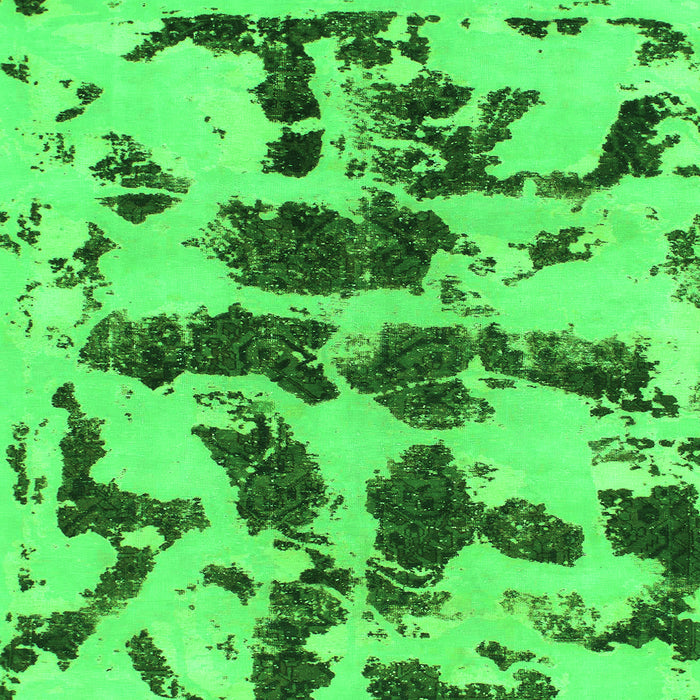 Square Machine Washable Abstract Green Modern Area Rugs, wshabs957grn