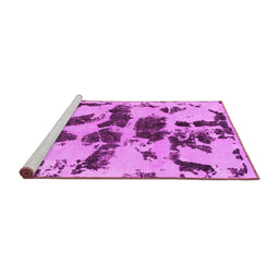 Sideview of Machine Washable Abstract Pink Modern Rug, wshabs957pnk
