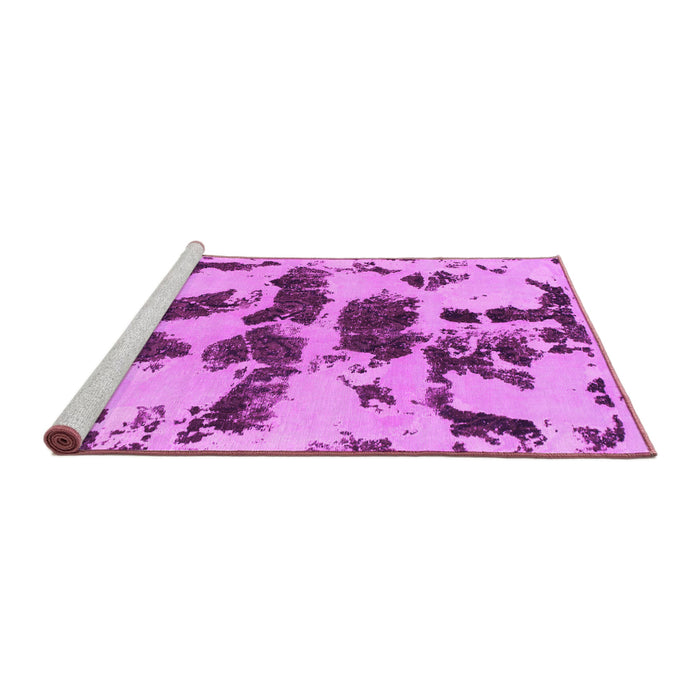Sideview of Machine Washable Abstract Pink Modern Rug, wshabs957pnk