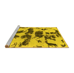Sideview of Machine Washable Abstract Yellow Modern Rug, wshabs957yw