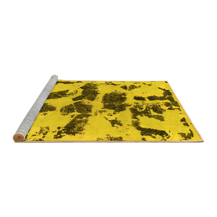 Sideview of Machine Washable Abstract Yellow Modern Rug, wshabs957yw