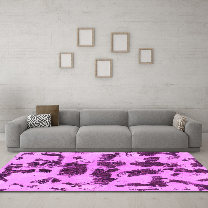 Machine Washable Abstract Pink Modern Rug in a Living Room, wshabs957pnk