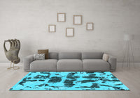 Machine Washable Abstract Light Blue Modern Rug, wshabs957lblu