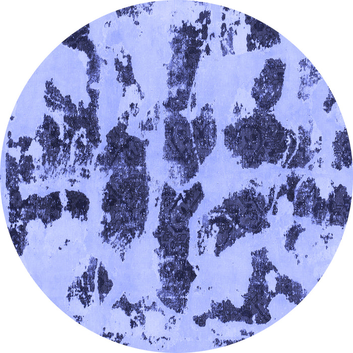 Round Machine Washable Abstract Blue Modern Rug, wshabs957blu