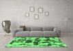 Machine Washable Abstract Emerald Green Modern Area Rugs in a Living Room,, wshabs957emgrn