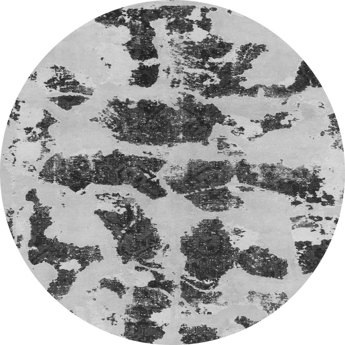 Round Machine Washable Abstract Gray Modern Rug, wshabs957gry