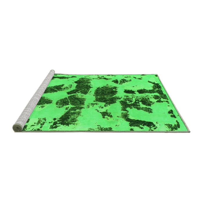 Sideview of Machine Washable Abstract Green Modern Area Rugs, wshabs957grn