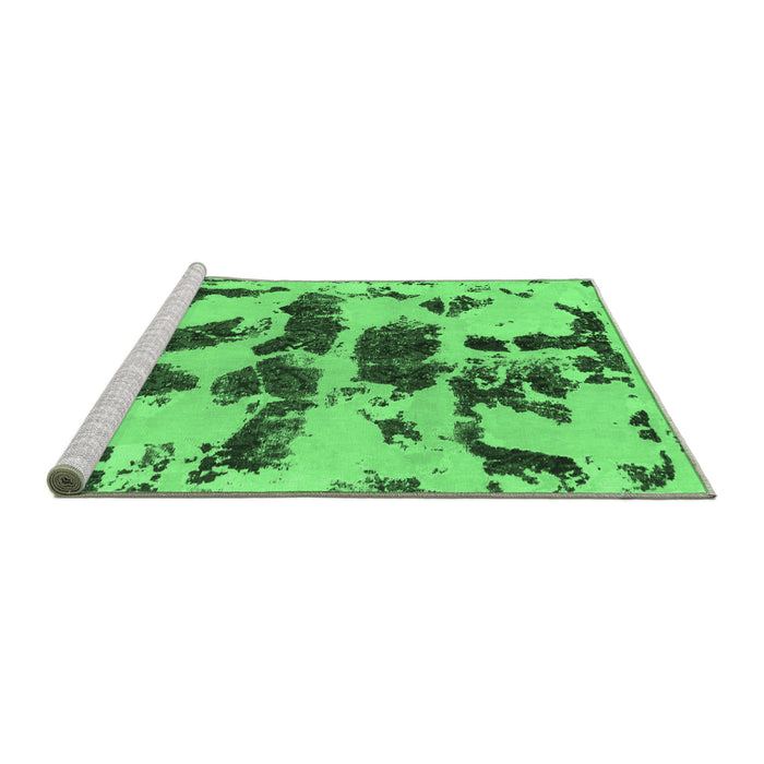 Sideview of Machine Washable Abstract Emerald Green Modern Area Rugs, wshabs957emgrn