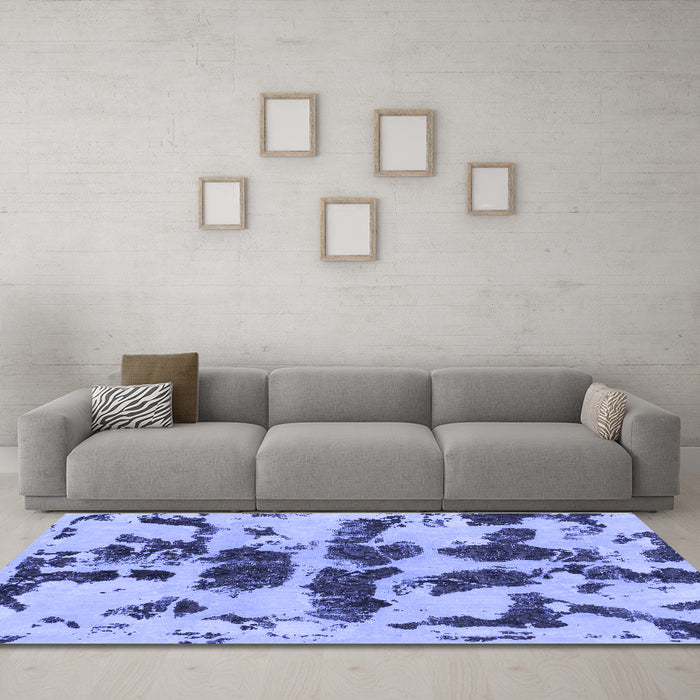 Machine Washable Abstract Blue Modern Rug in a Living Room, wshabs957blu