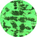 Round Abstract Green Modern Rug, abs957grn