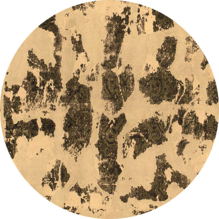 Round Machine Washable Abstract Brown Modern Rug, wshabs957brn