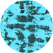 Round Abstract Light Blue Modern Rug, abs957lblu