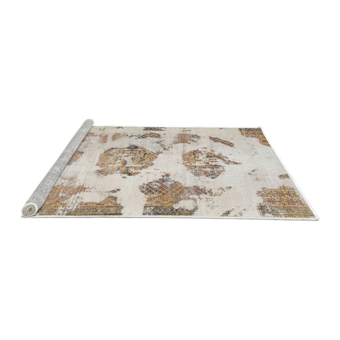 Sideview of Machine Washable Abstract Camel Brown Rug, wshabs958