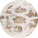 Round Abstract Camel Brown Modern Rug, abs958