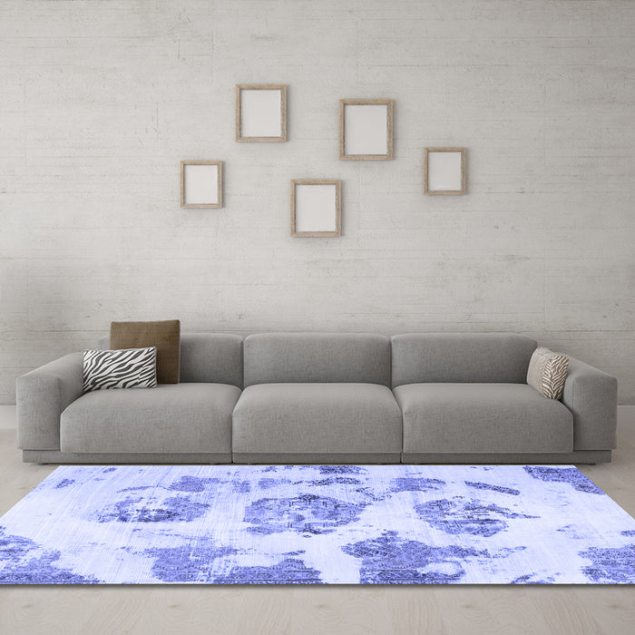 Machine Washable Abstract Blue Modern Rug in a Living Room, wshabs958blu