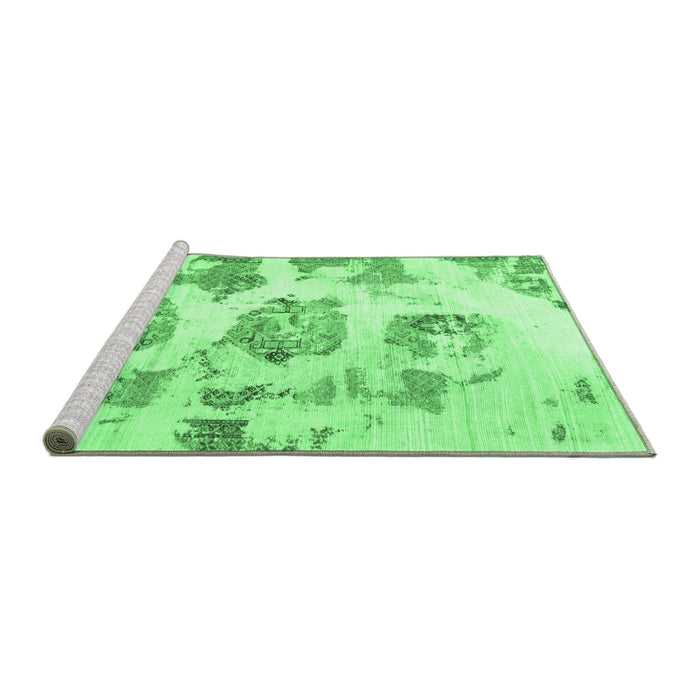 Sideview of Machine Washable Abstract Emerald Green Modern Area Rugs, wshabs958emgrn