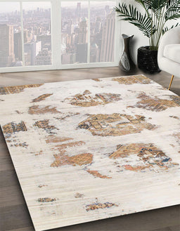 Abstract Camel Brown Modern Rug in Family Room, abs958