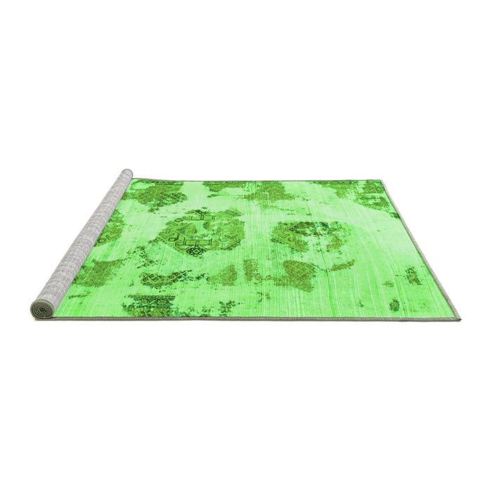 Sideview of Machine Washable Abstract Green Modern Area Rugs, wshabs958grn