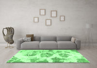 Machine Washable Abstract Emerald Green Modern Rug, wshabs958emgrn