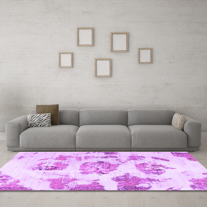 Machine Washable Abstract Purple Modern Area Rugs in a Living Room, wshabs958pur