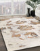 Abstract Camel Brown Modern Rug in Family Room, abs958