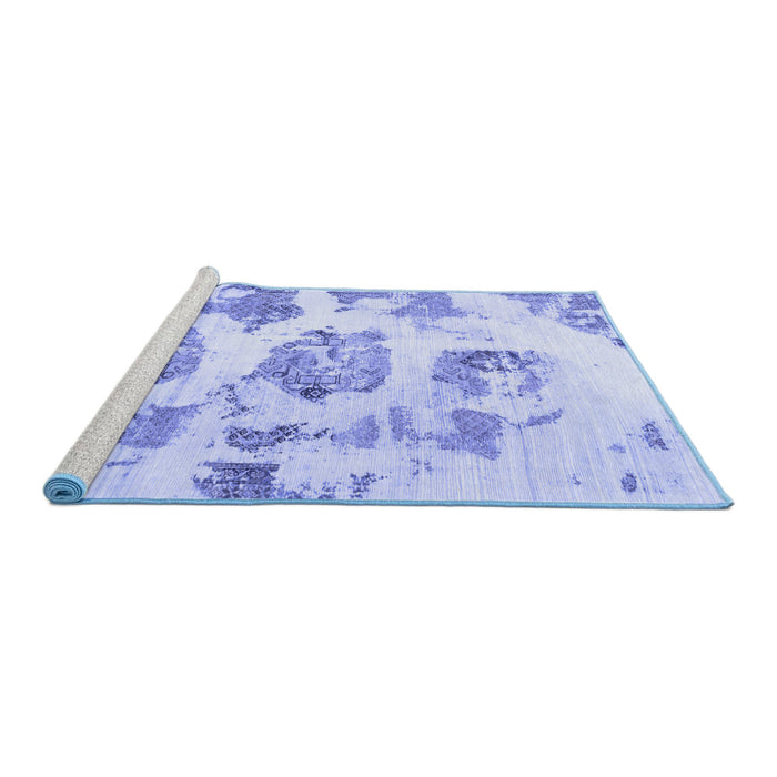 Sideview of Machine Washable Abstract Blue Modern Rug, wshabs958blu