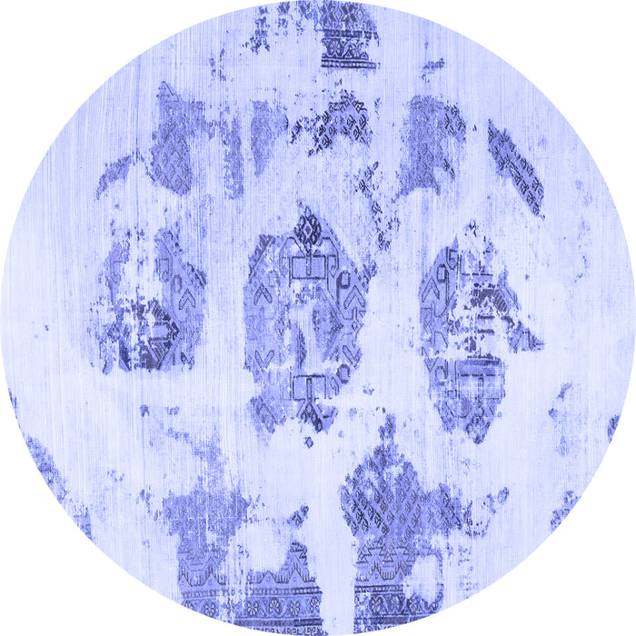 Round Machine Washable Abstract Blue Modern Rug, wshabs958blu