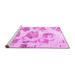 Sideview of Machine Washable Abstract Pink Modern Rug, wshabs958pnk
