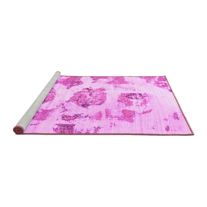 Sideview of Machine Washable Abstract Pink Modern Rug, wshabs958pnk