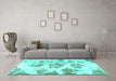 Machine Washable Abstract Turquoise Modern Area Rugs in a Living Room,, wshabs958turq