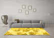 Machine Washable Abstract Yellow Modern Rug in a Living Room, wshabs958yw